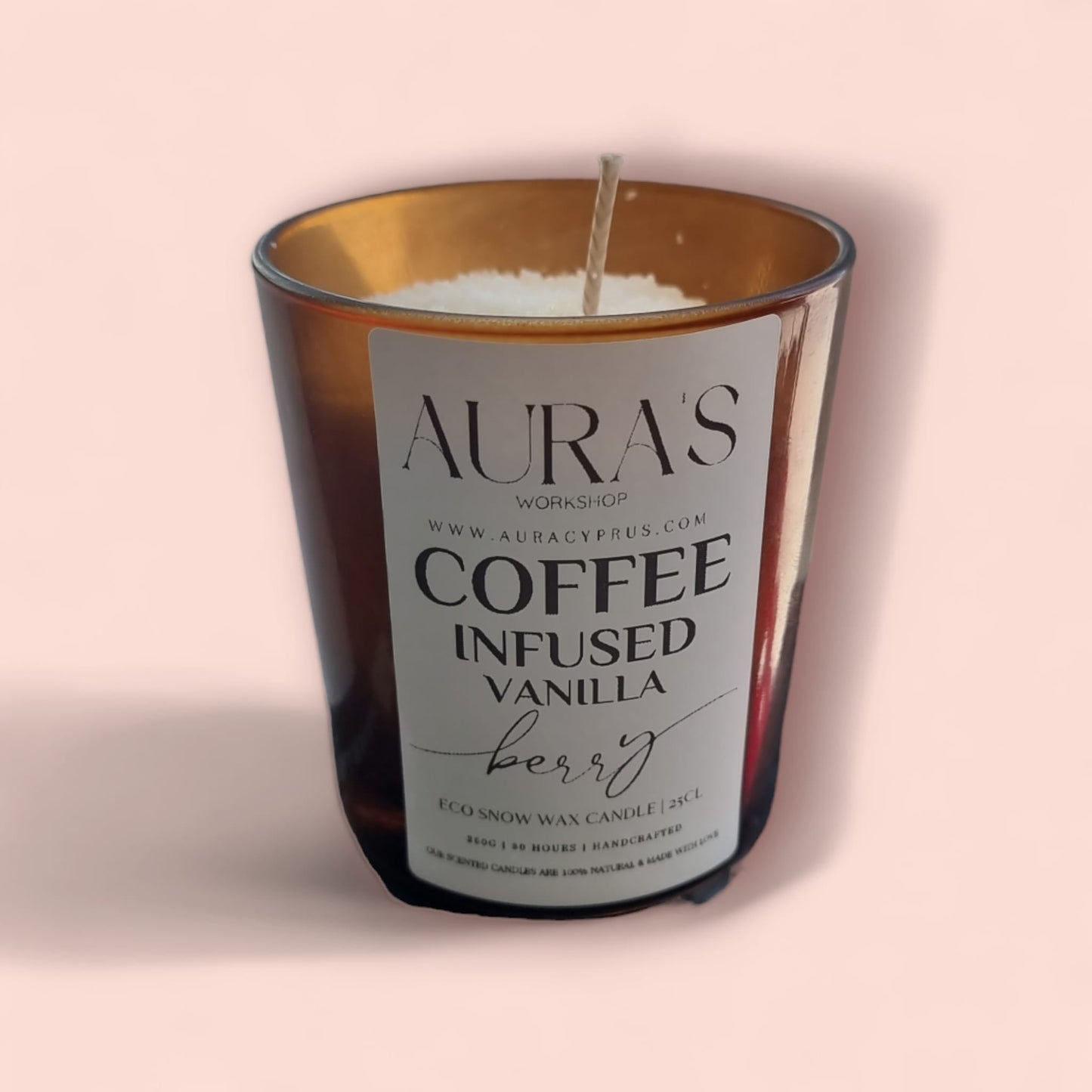 Coffee Infused Vanilla Berry Scent - Eco Snow Candle - Auras Workshop Auras Workshop