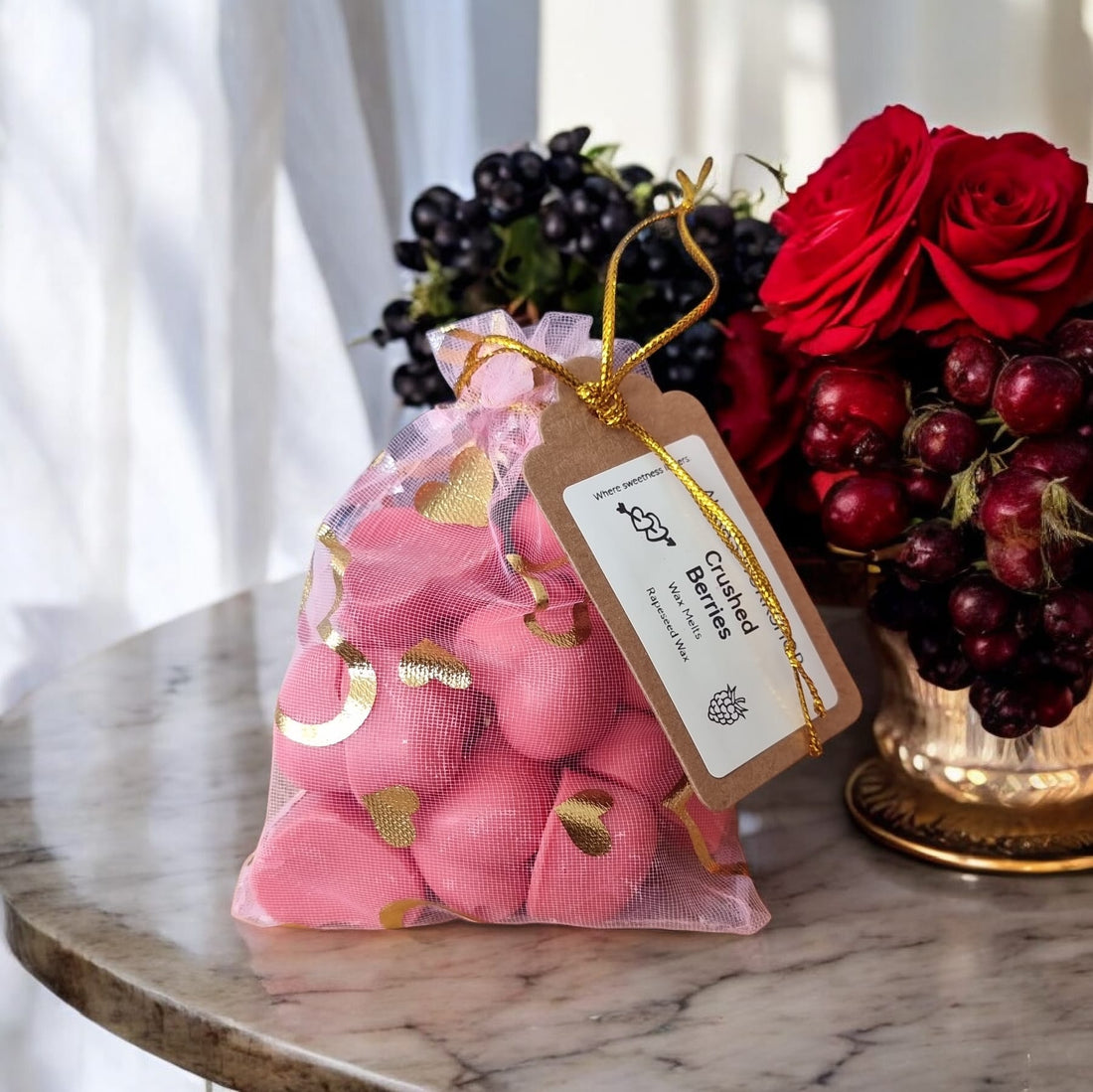 🍓❤️ Crushed Berries Wax Melts | Heart Shapes | Organza Gift Bag - Auras Workshop Auras Workshop