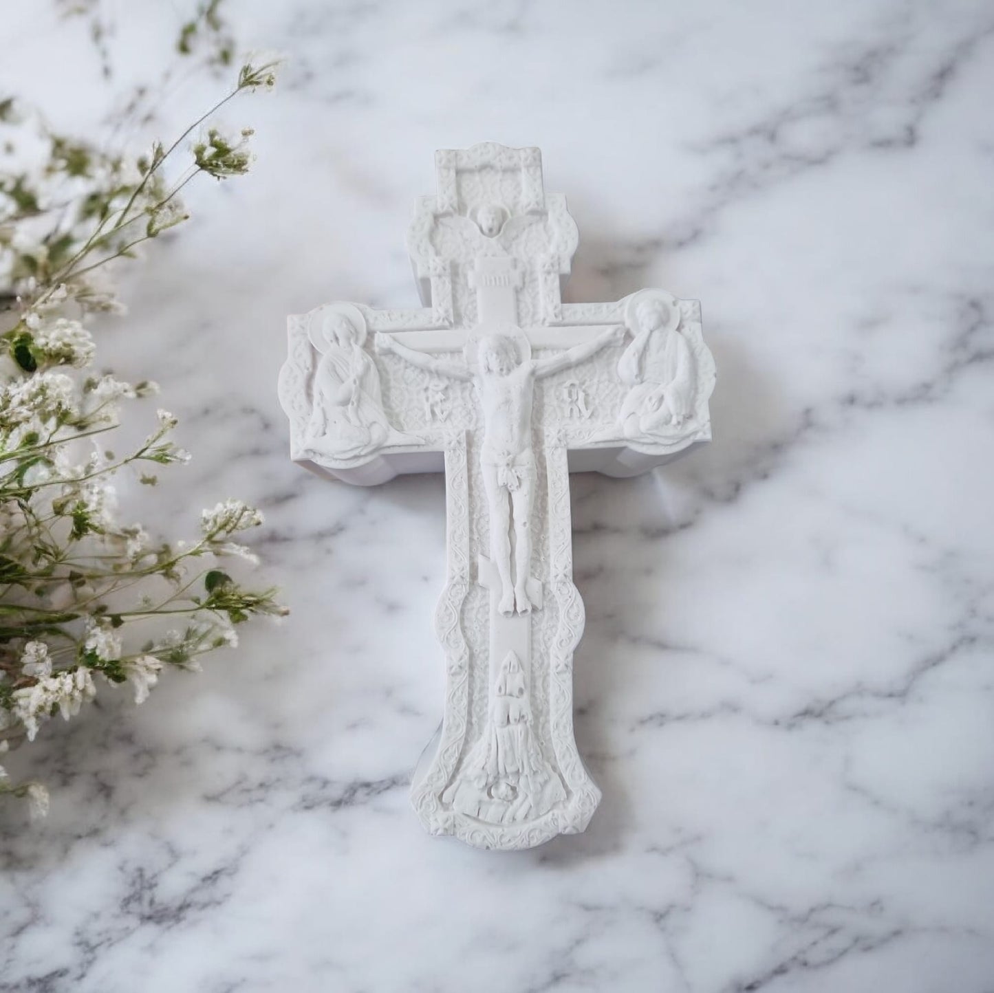 ✝️ Decorative White Crucifix Cross | Classic Christian Home Décor - Auras Workshop Auras Workshop