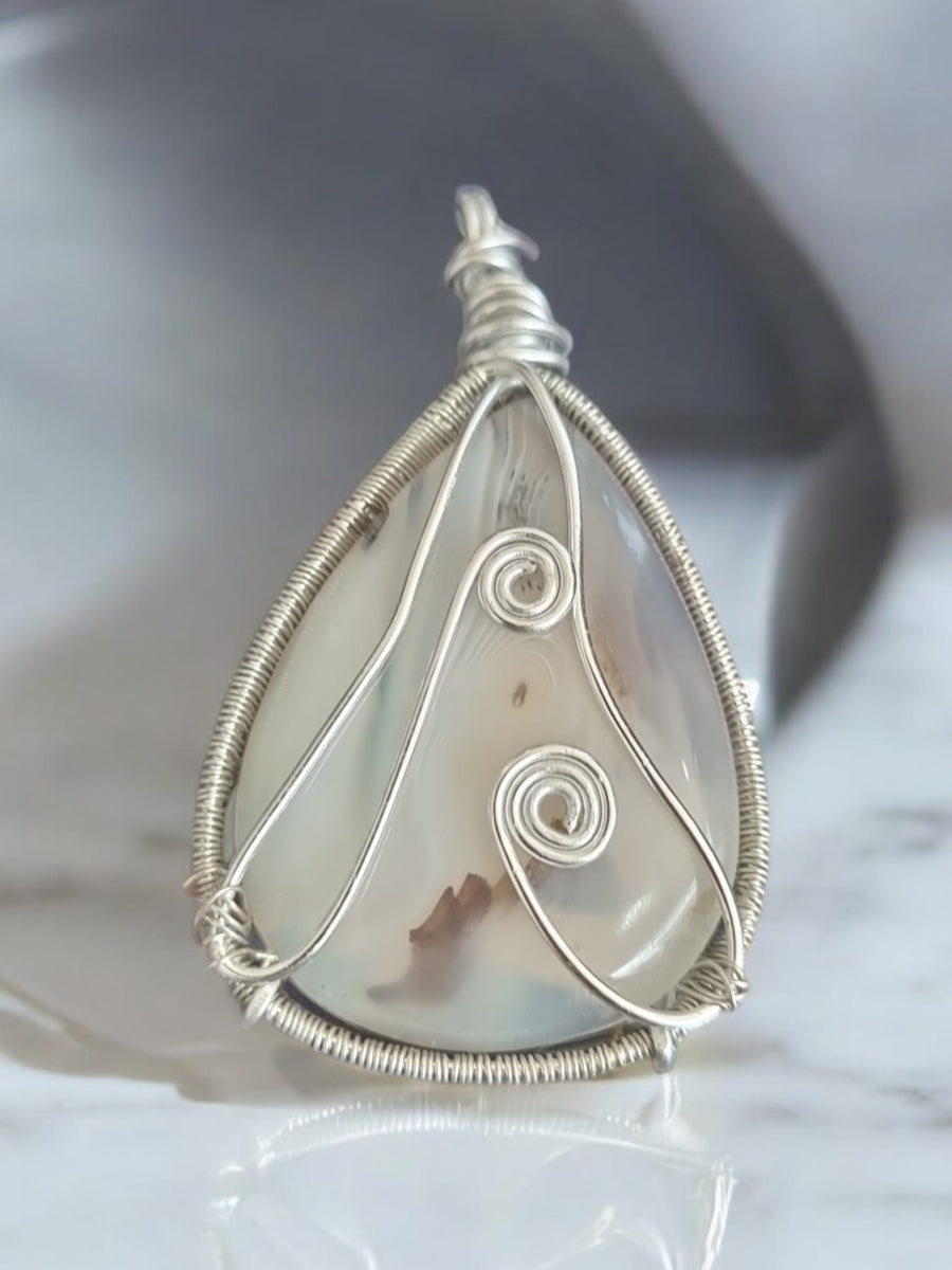 Dendritic Agate Crystal Wire Pendent