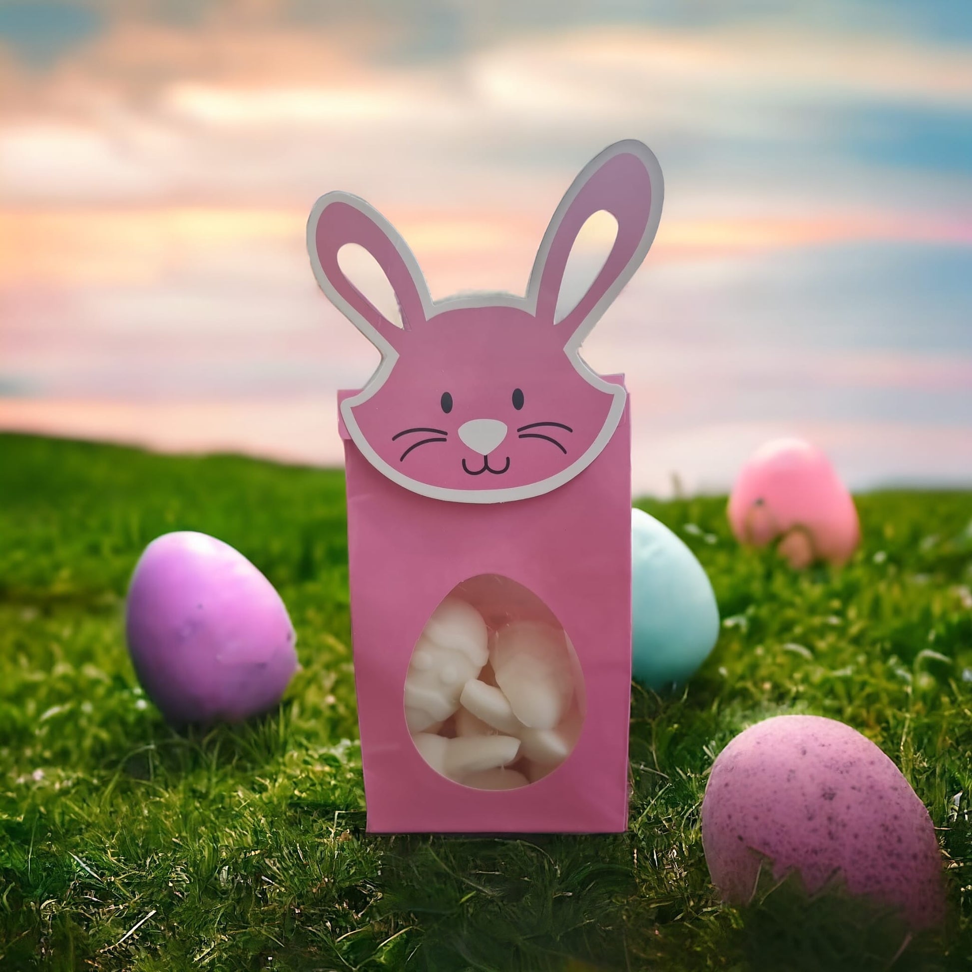 Easter Collection: Apple Cinnamon Scent 8 Wax Melts in Easter Bunny Pink Gift Bag - Auras Workshop Auras Workshop