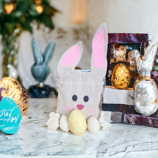 Easter Collection: Pineapple Vanilla Scent Mini Wax Melts in Easter Bunny Jute Bag - Auras Workshop Auras Workshop