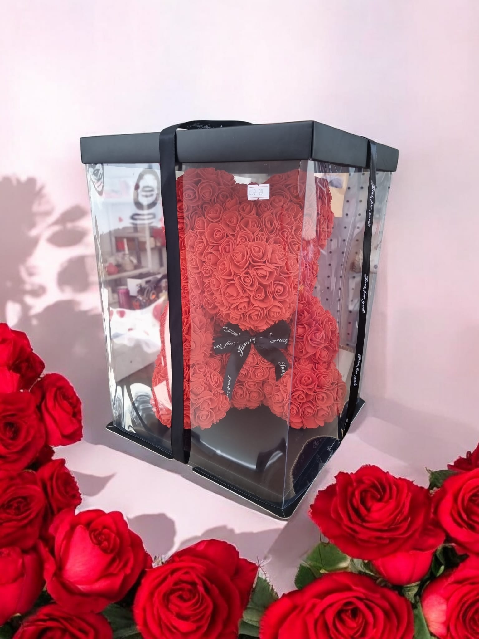 Eternal Love Red Rose Large Bear in Box – 40cm Romantic Valentine’s Gift - Auras Workshop Auras Workshop