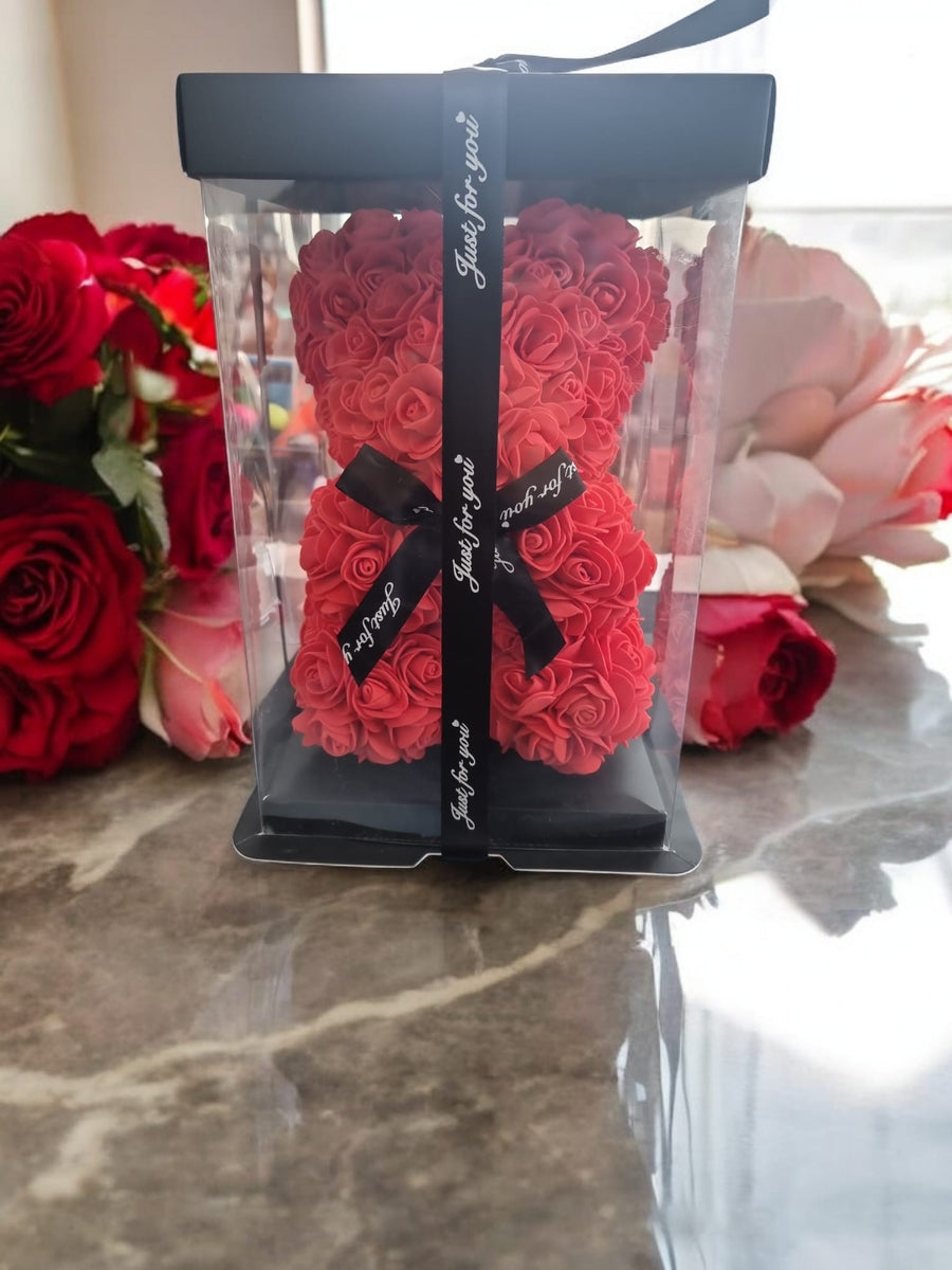 Eternal Love Red Rose Medium Bear in Box – 25cm Romantic Valentine’s Gift