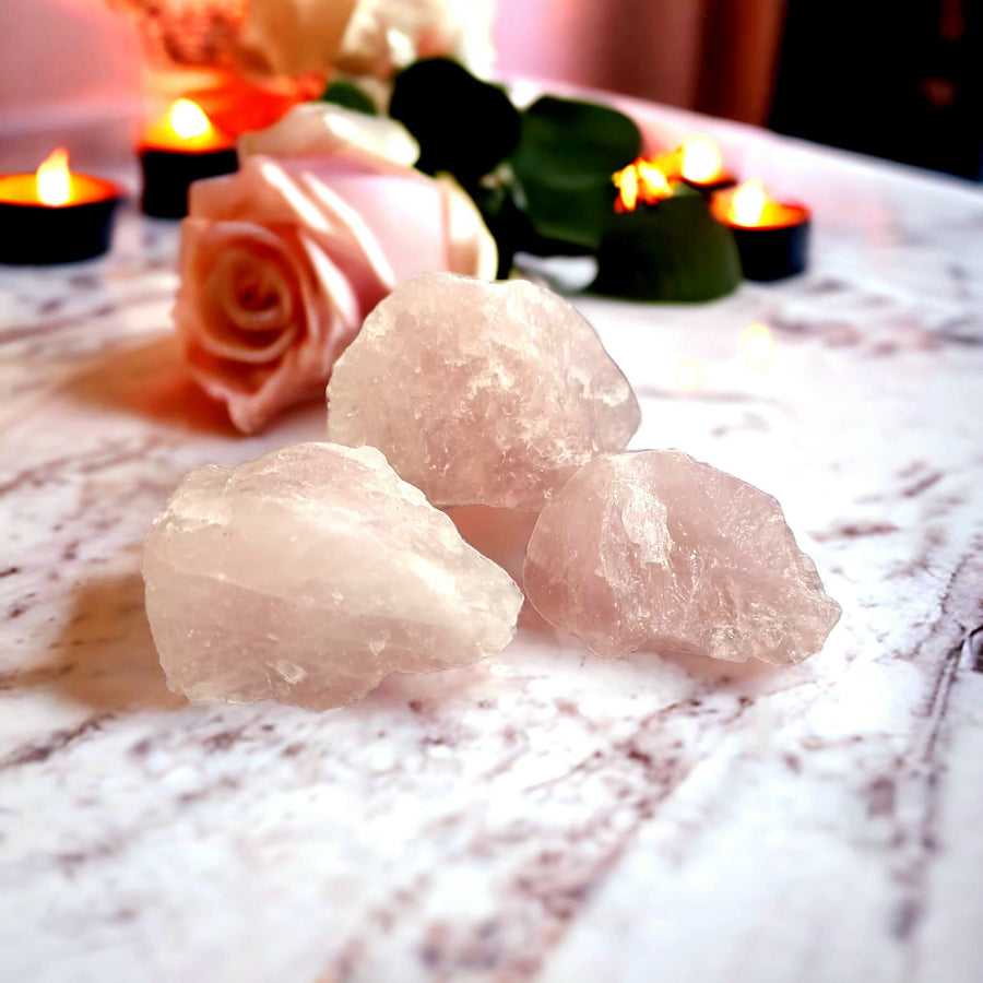 Ethically Sourced Raw Rose Quartz Crystal Clusters in Various Sizes