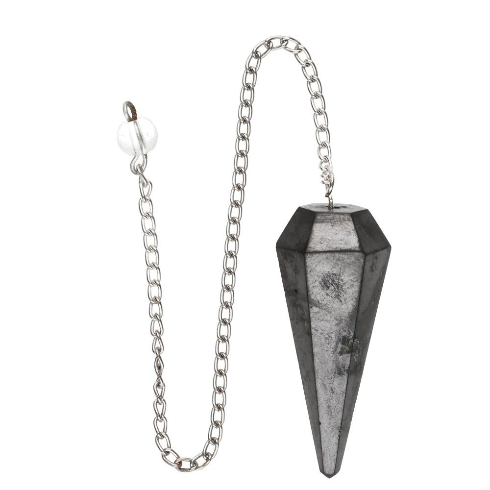 Faceted Shungite Crystal Pendulum – 4 cm - Auras Workshop Auras Workshop
