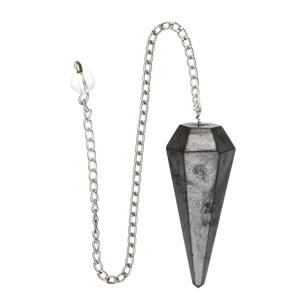 Faceted Shungite Crystal Pendulum – 4 cm