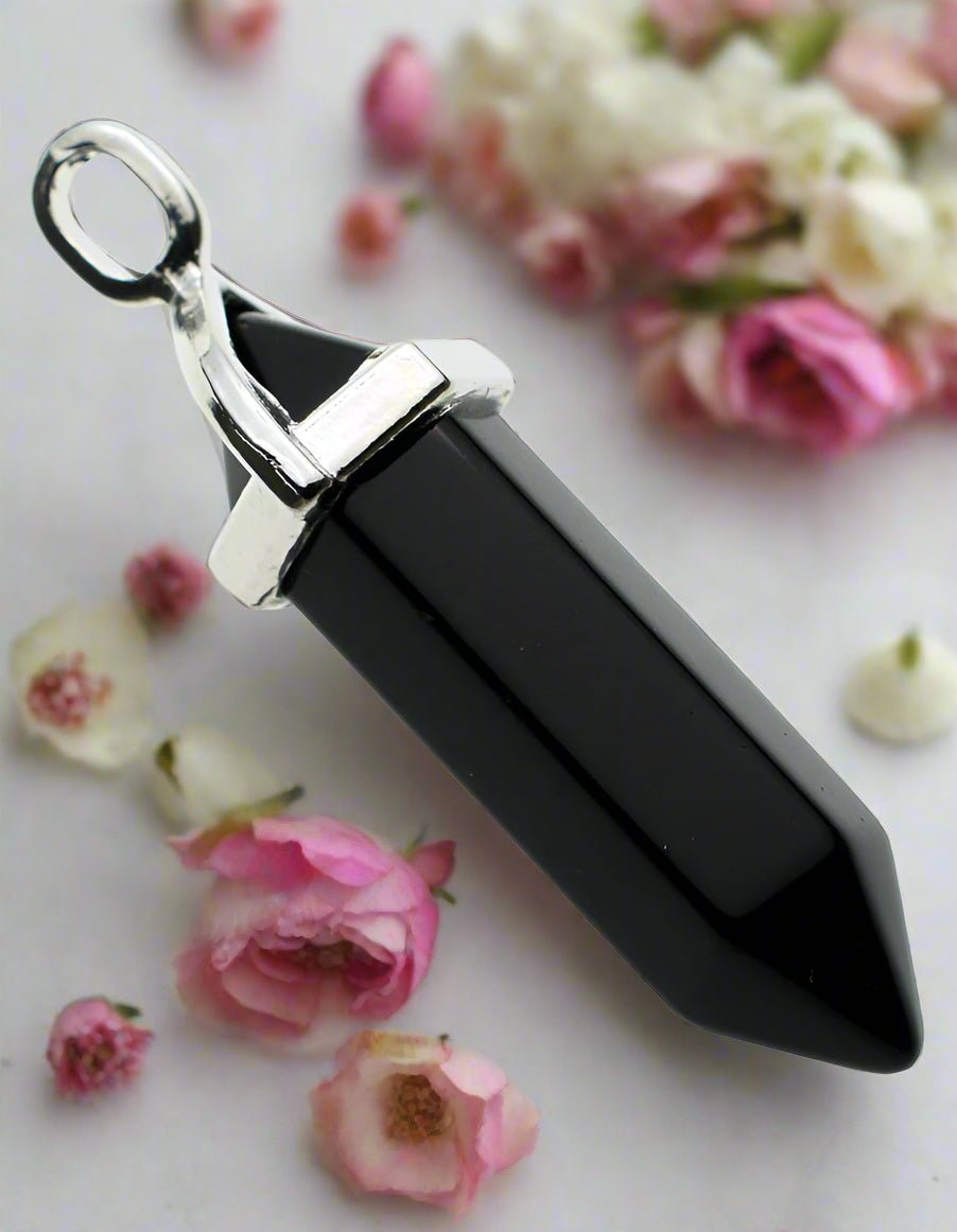 ⚫ Fixed Wand Black Obsidian Pendant – Protection, Grounding & Inner Strength Shield. Balance. Transformation. - Auras Workshop Auras Workshop