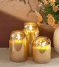🕯️✨ Flameless Glass Pillar Candle Lights – Set of 3 (No Box) | Remote Control & Timer | Warm Flickering Flame - Auras Workshop Auras Workshop