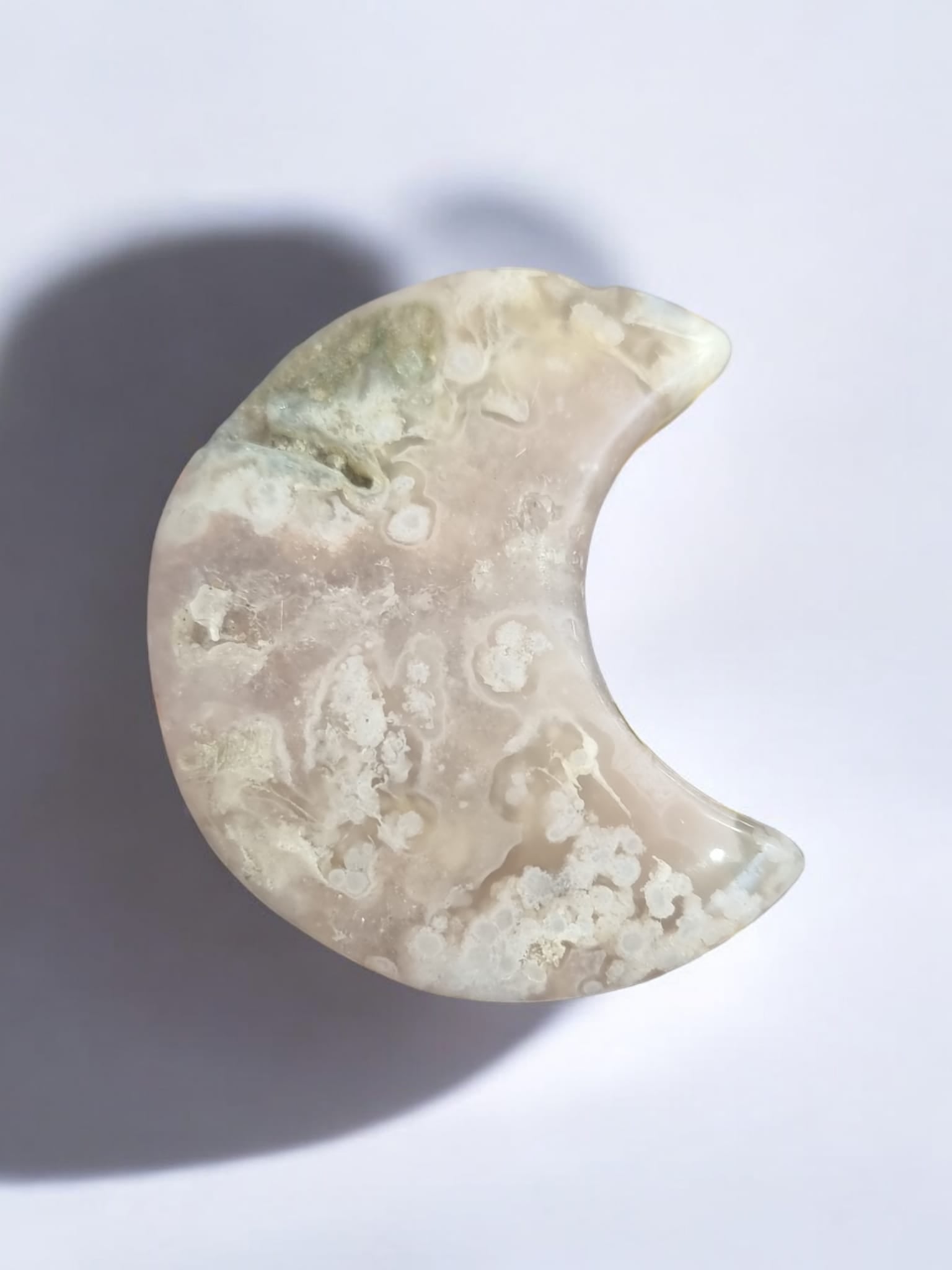 Flower Agate Moon Carving Crystal - Auras Workshop Auras Workshop