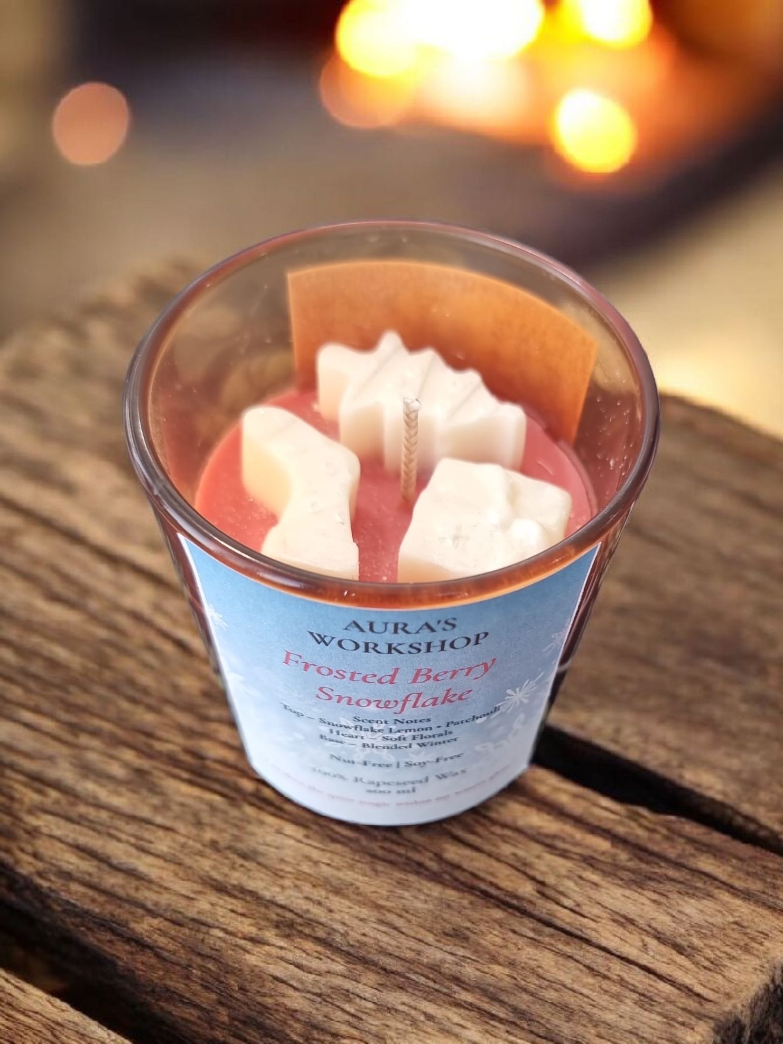 ❄️ Frosted Berry Snowflake Candle – 200ml - Auras Workshop Auras Workshop