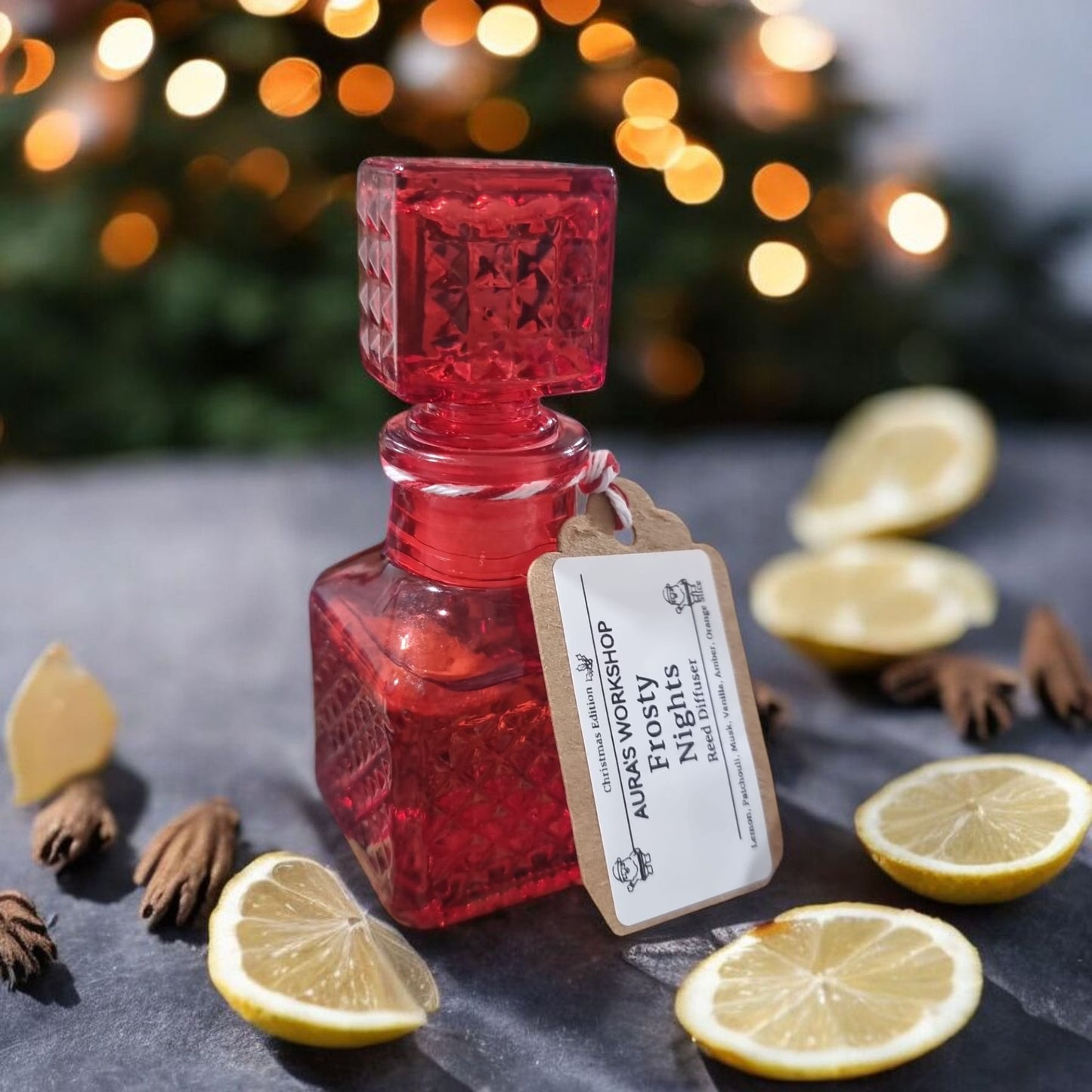 ❄️ Frosty Nights Reed Diffuser – Christmas Edition 50ml Red Bottle - Auras Workshop Auras Workshop