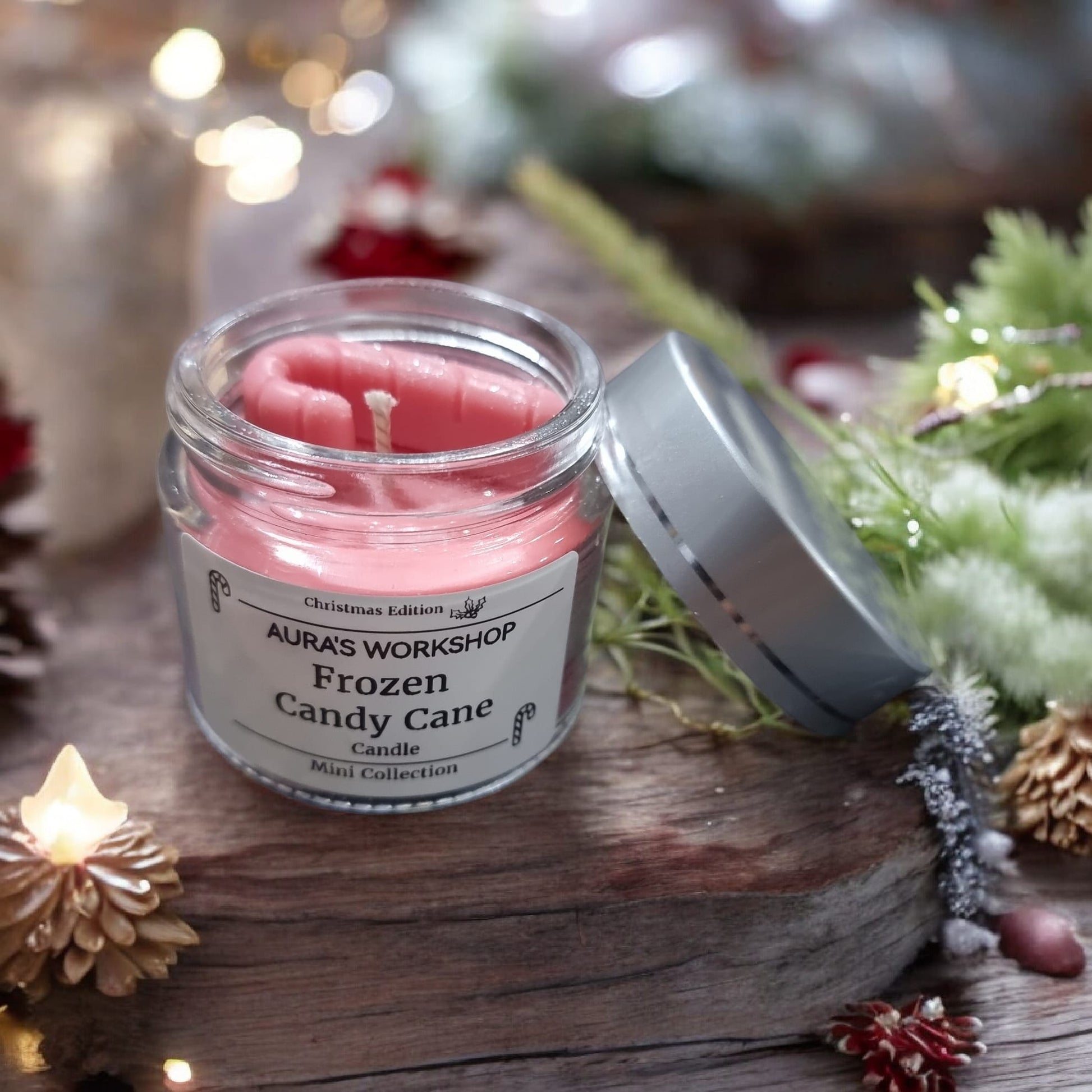 🍬❄️ Frozen Candy Cane Candle Mini Collection – Christmas Edition | Rapeseed Wax | Aura’s Workshop - Auras Workshop Auras Workshop
