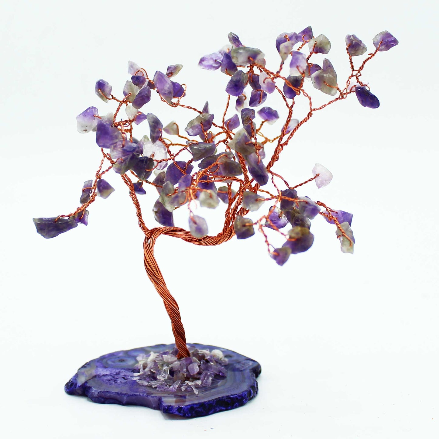 Gemstone Tree - Amethyst on Natural Agate Base (100 stones) - Auras Workshop Auras Workshop