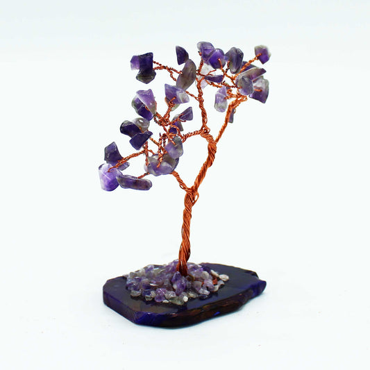 Gemstone Tree - Amethyst on Natural Agate Base (35 stones) - Auras Workshop Auras Workshop