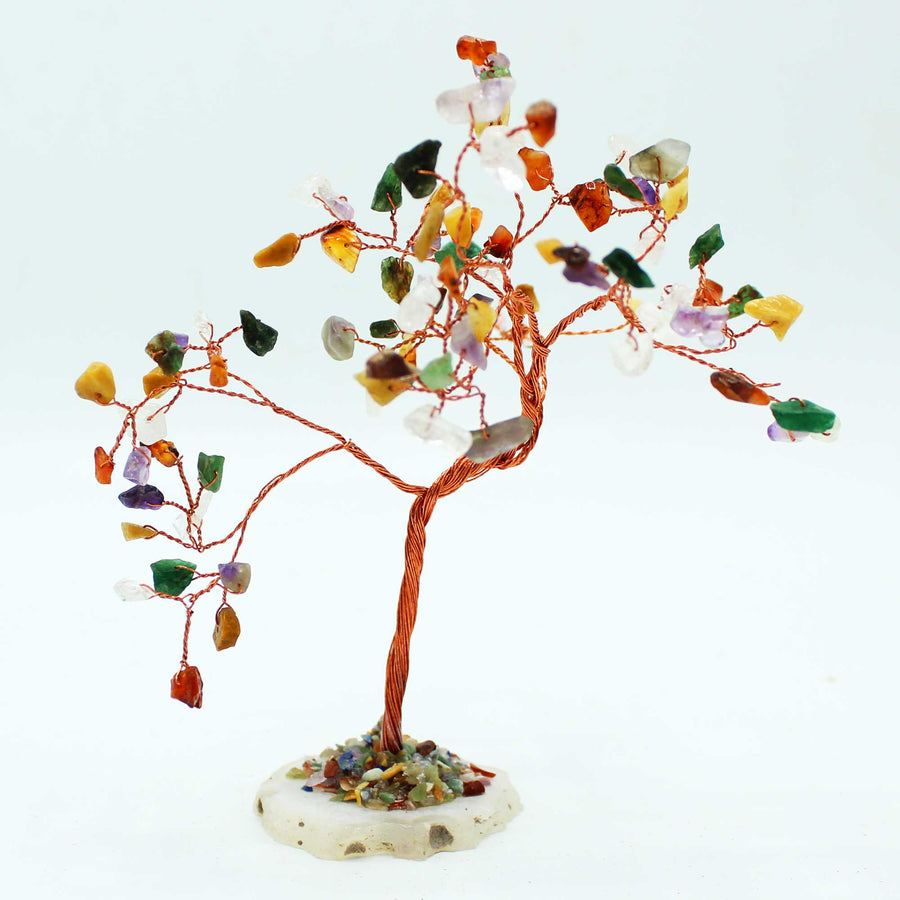 Gemstone Tree - Multi Stones on Natural Agate Base (35 stones)