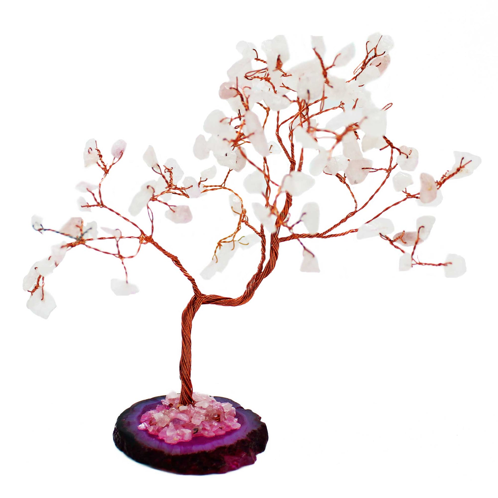 Gemstone Tree - Rose Quartz on Pink Agate Base (100 stones) - Auras Workshop Auras Workshop