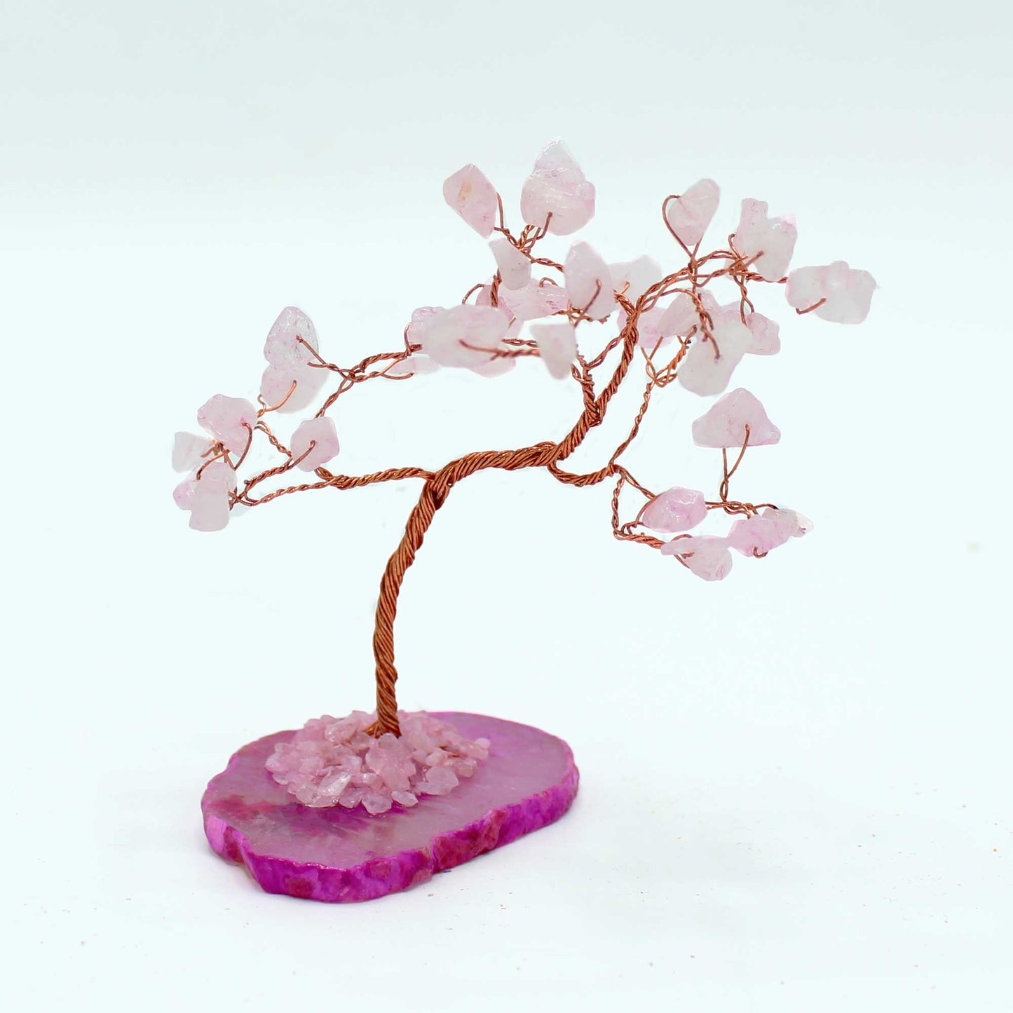 Gemstone Tree - Rose Quartz on Pink Agate Base (35 stones) - Auras Workshop Auras Workshop