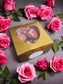 Gift Set - Heart - Shaped Tealights in Blackberry Orchid Scent, Presented in a Gold Box - Auras Workshop Auras Workshop