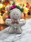 Gingerbread Man White Porcelain With Pink Glitter - Christmas Edition Home Decoration - Auras Workshop Auras Workshop