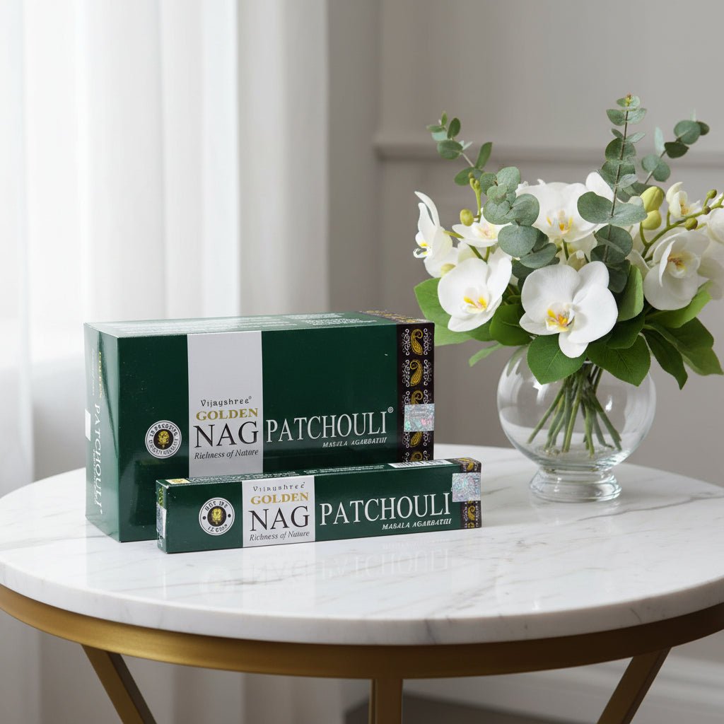 Golden Nag Patchouli Incense – Rich Fragrant Incense Sticks - Auras Workshop Auras Workshop