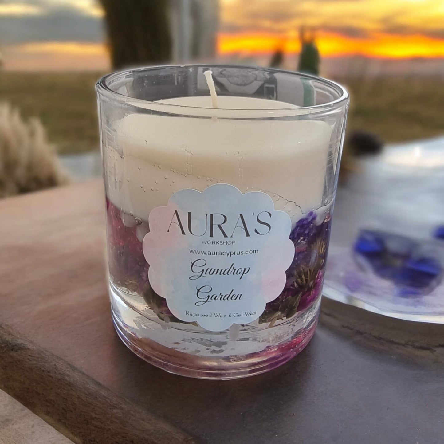 Gumdrop Garden Rapeseed Wax & Gel Wax Candle - Auras Workshop Auras Workshop