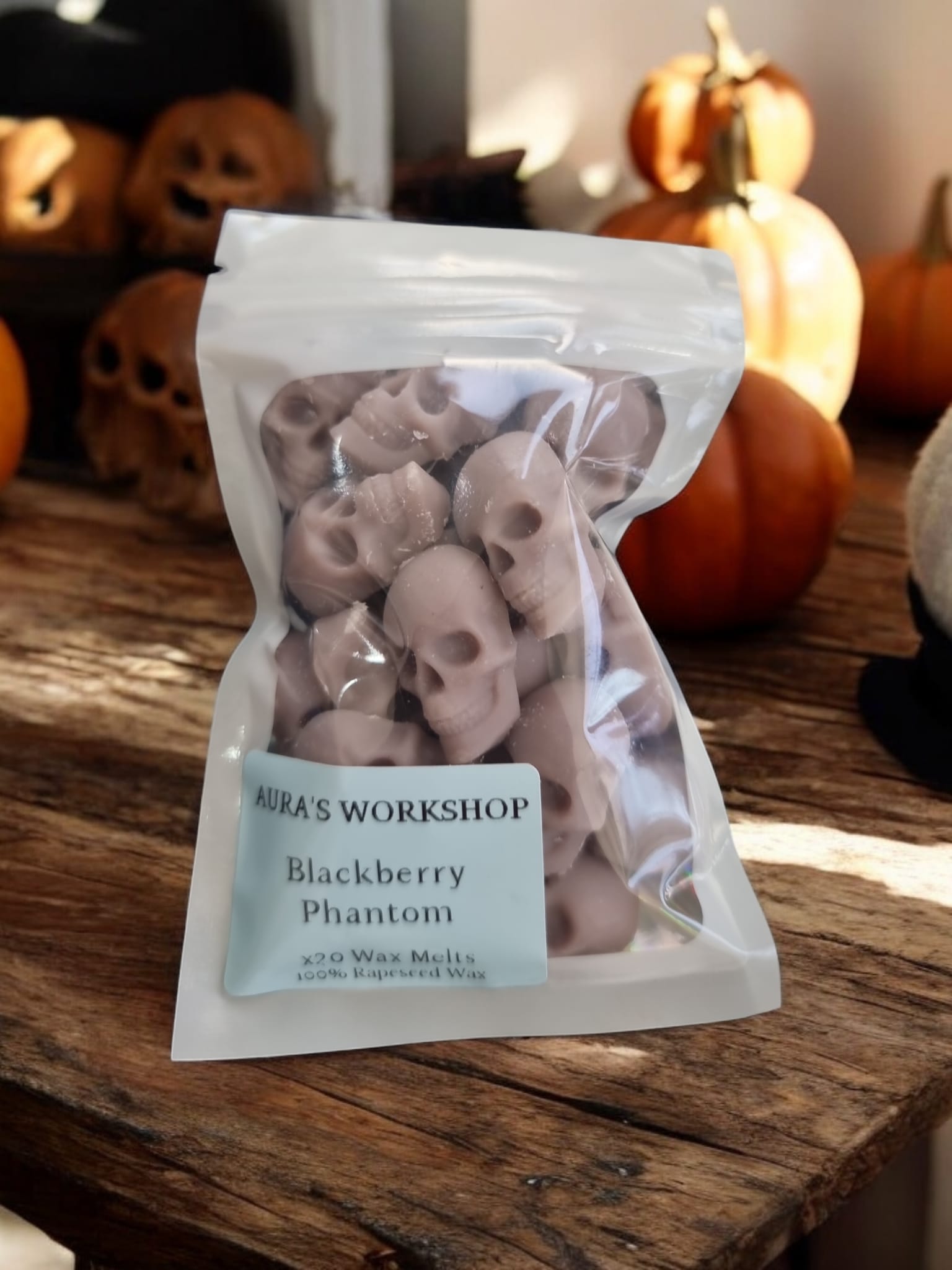 Halloween Blackberry Phantom Skull Wax Melts Small Pack - 100% Rapeseed Wax - Auras Workshop Auras Workshop