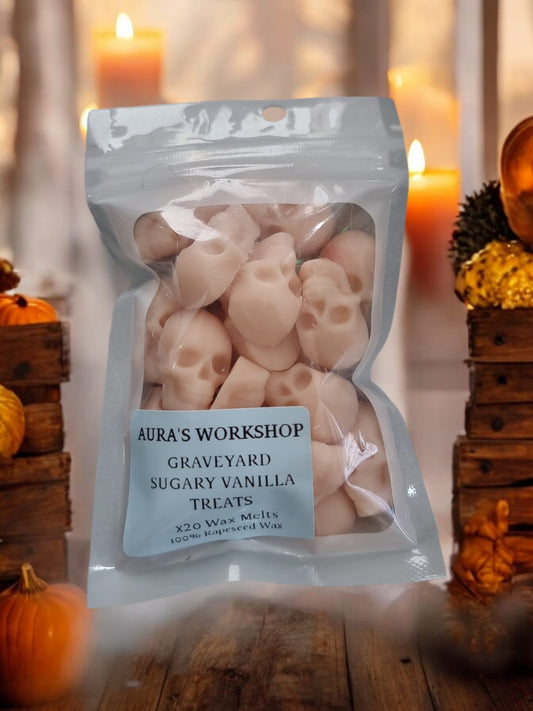 Halloween Graveyard Sugary Vanilla Treats x20 Wax Melts Small Pack - 100% Rapeseed Wax - Auras Workshop Auras Workshop