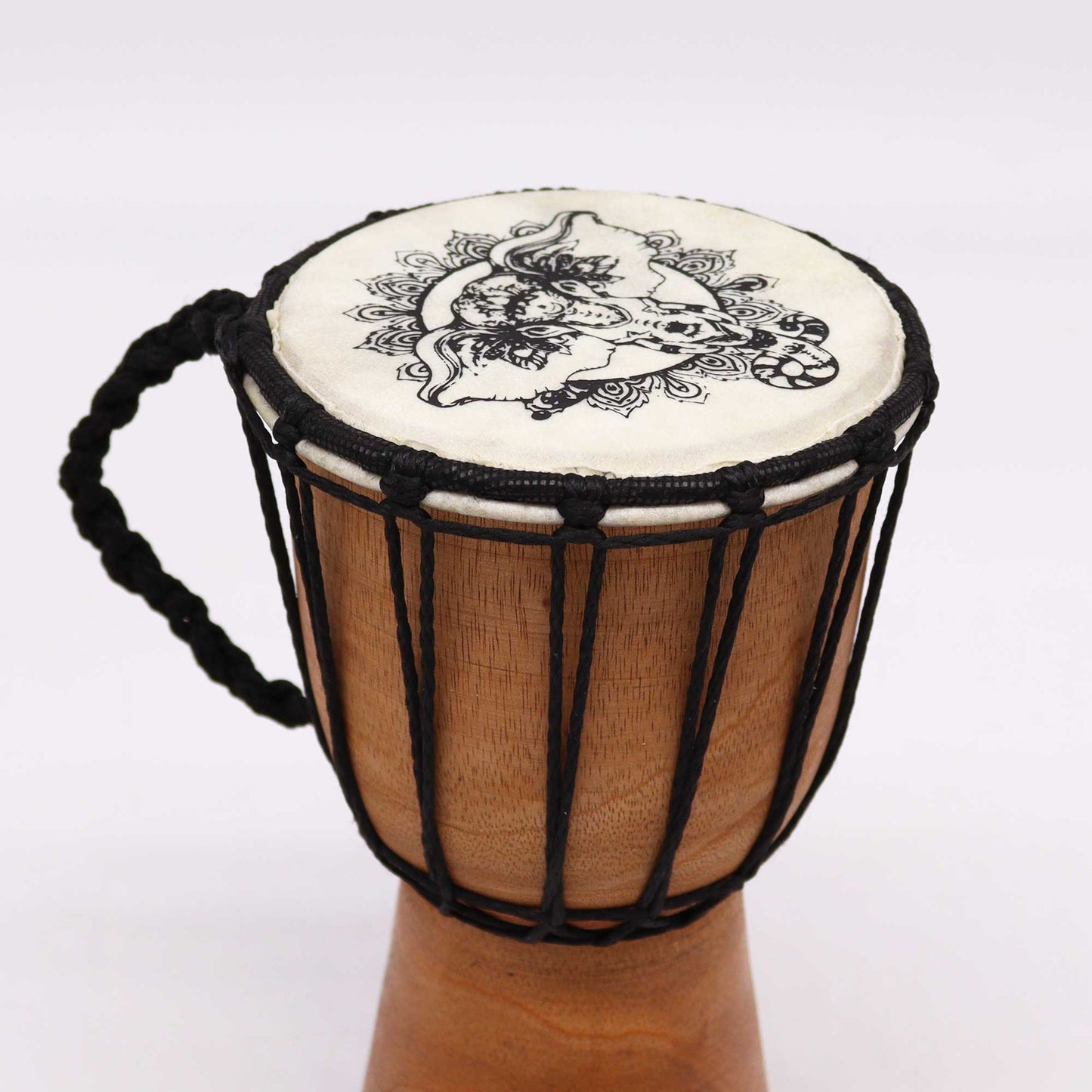 Handmade Wide Top Djembe Drum 20cm – Elephant Motif - Auras Workshop Auras Workshop