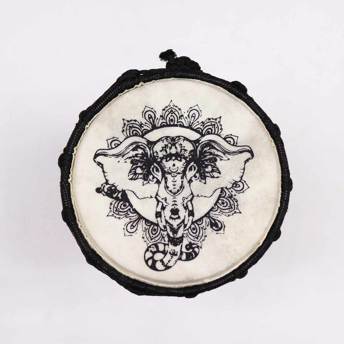 Handmade Wide Top Djembe Drum 20cm – Elephant Motif - Auras Workshop Auras Workshop