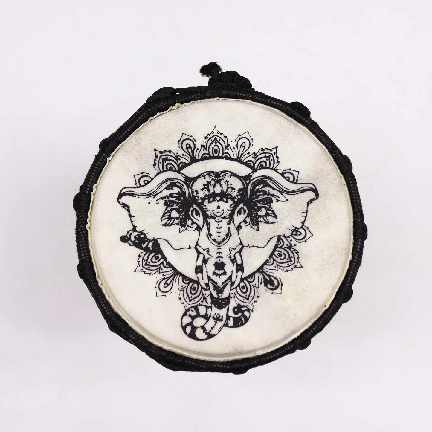 Handmade Wide Top Djembe Drum 20cm – Elephant Motif - Auras Workshop Auras Workshop