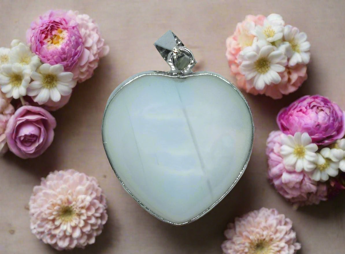 ✨ Heart Caged Opalite Pendant – Clarity, Balance & Positive Energy Light. Transformation. Serenity. - Auras Workshop Auras Workshop