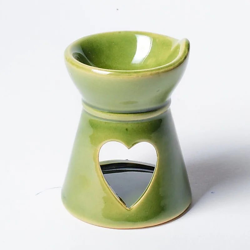 Heart - Shaped Green Aromatic Wax Burner - Auras Workshop Auras Workshop