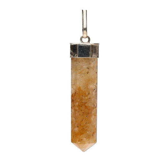 Hematoid Quartz Point Silver Plated Pendant – Crystal Jewellery - Auras Workshop Auras Workshop