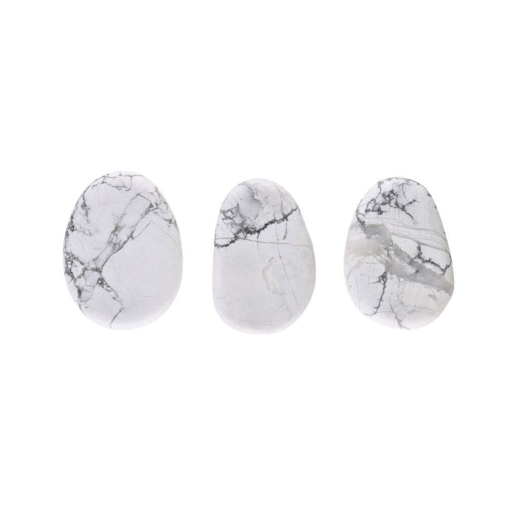 Howlite Flat Tumbled Crystal – Calm, Patience & Emotional Balance Stone - Auras Workshop Auras Workshop