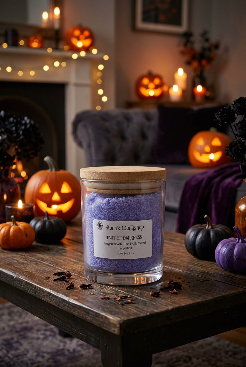 Tart of Darkness Halloween eco snow candle by Aura's Workshop - Tangy Rhubarb, Tart Fruits & Sweet Temptation