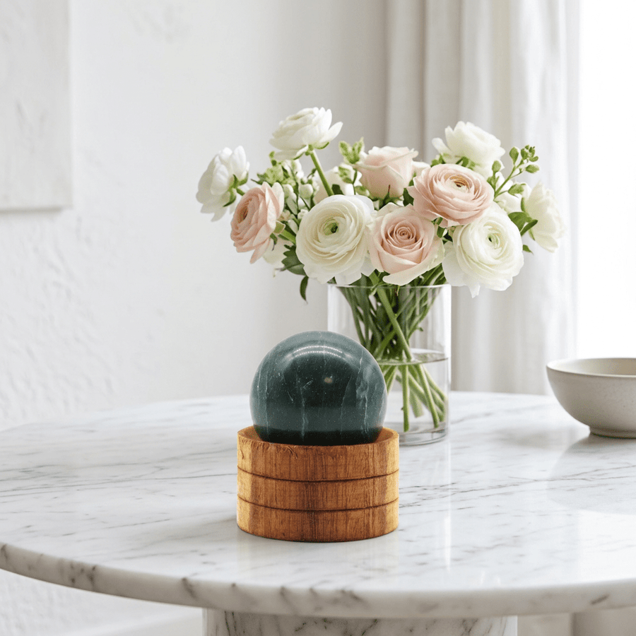 Indian Jade Sphere 40mm with Stand