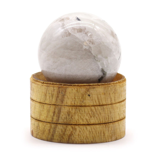 Indian Moonstone Sphere 40mm with Stand | New Beginnings, Intuition & Inner Calm - Auras Workshop Auras Workshop