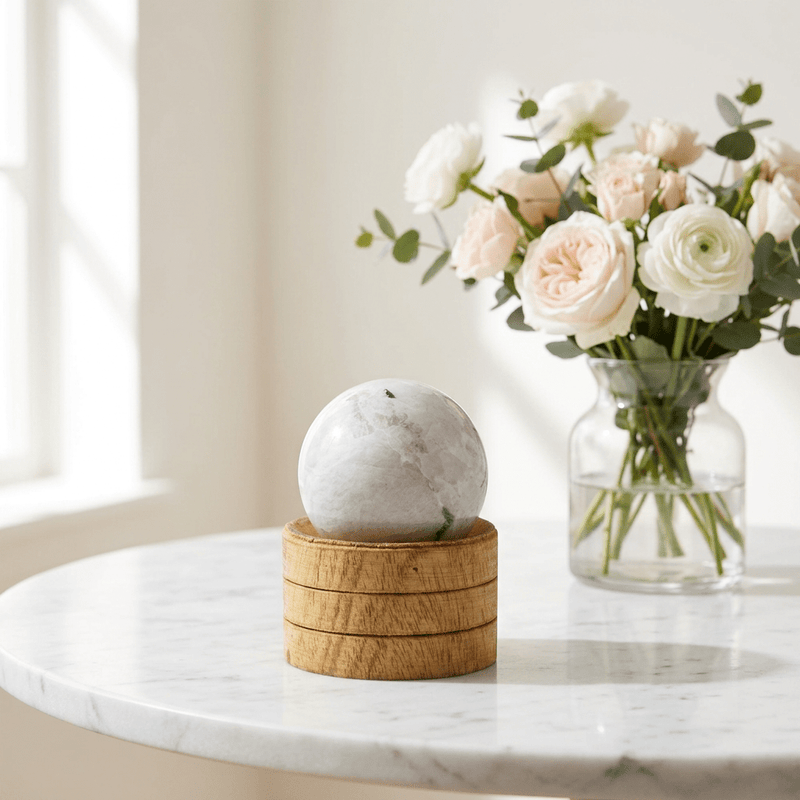 Indian Moonstone Sphere 40mm with Stand