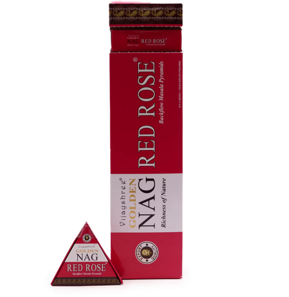Jumbo Golden Nag Red Rose Backflow Incense Cones – Love, Romance & Floral Harmony - Auras Workshop Auras Workshop