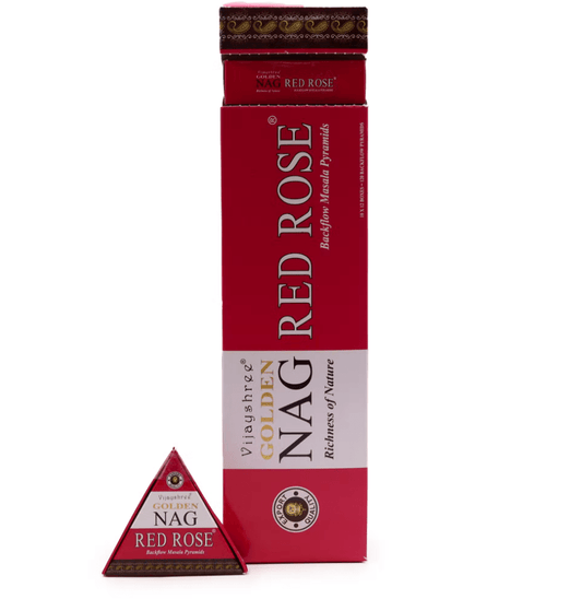 Jumbo Golden Nag Red Rose Backflow Incense Cones – Love, Romance & Floral Harmony - Auras Workshop Auras Workshop