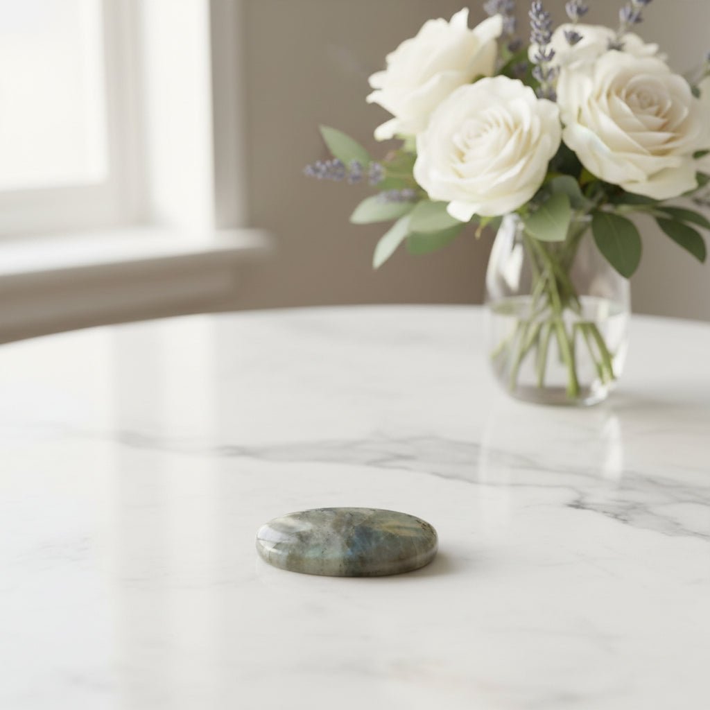 Labradorite Flat Tumbled Crystal – Intuition, Protection & Transformation Stone - Auras Workshop Auras Workshop