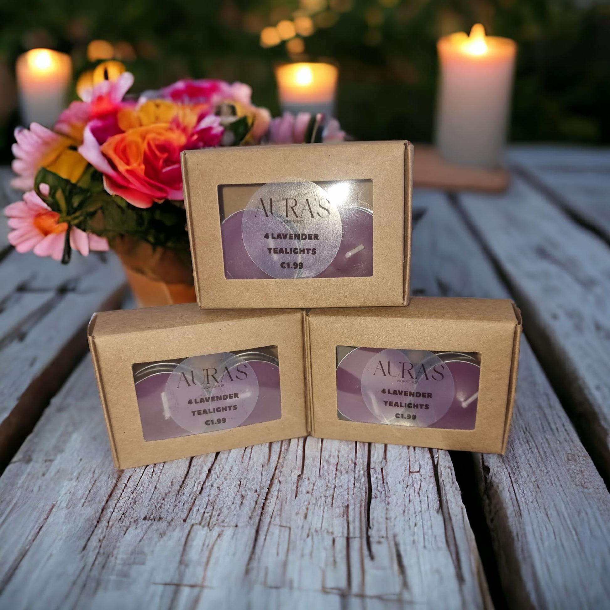 Lavender Tealights - Set of 4 - Auras Workshop Auras Workshop