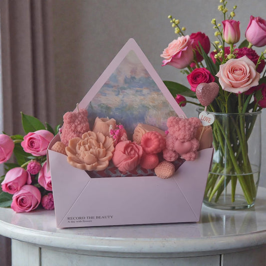 💌🪷 Lotus & Lace Candle & Wax Melts Bouquet | Aura’s Workshop | Love Letter Gift Box - Auras Workshop Auras Workshop