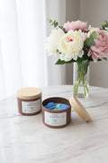 Lotus Tide Scented Candle Medium Tin with Wax Melts & Seashells - Auras Workshop Auras Workshop