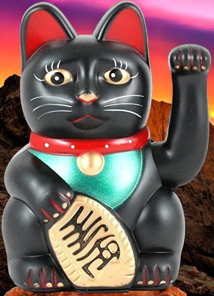 Lucky Waving Chinese Cat - Black - Auras Workshop Auras Workshop