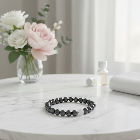 Magnetic Hematite & Rose Quartz Bracelet 8mm - Auras Workshop Auras Workshop