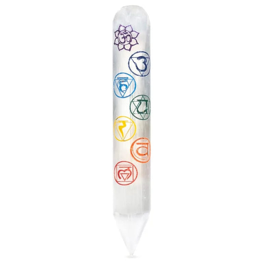 Massage Wand Selenite 7 Chakra - Auras Workshop Auras Workshop