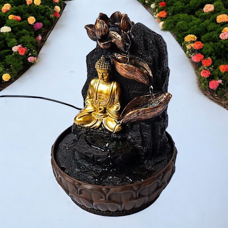 Meditating Buddha with Lotus Water Fountain - LARGE - Auras Workshop Auras Workshop