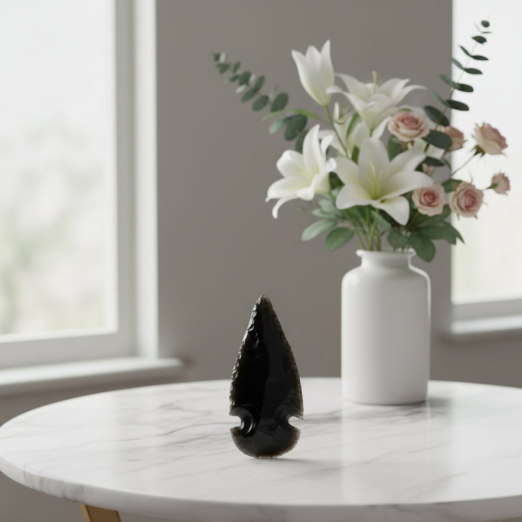 Medium Black Obsidian Arrowhead – 3–4 cm - Auras Workshop Auras Workshop